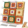 Coopay Spannocchietto Granny Square Grande, 29 x 29 cm, Tavola di Blocking con Cavalletto Regolabile e 30 Spilli, Tavola di Spanning in Legno per Spannocchietti Granny Square, Progetti di Maglia e