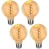 BESLAM Lampadina LED G80 6W, Lampadine Edison Retro in Vetro Ambrato con Base Decorativa E27, Lampada a Filamento Bianco Caldo 2500K (equivalente a Incandescenza 40W), Non Dimmerabile 4 Pezzi
