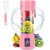 MIAOKE - Frullatore portatile per frullati, mini frullatore per succhi con sei lame in 3D, USB ricaricabile Juicer Cup per casa/ufficio/esterno, Rosa