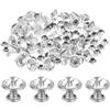 QUARKZMAN 60 Set Rivetti Cavi Strass, 11mm Piedini per Borse Cristallo Stud Borchie Rapido a Doppio Tappo per Artigianato Pelle Fai Da Te Tessuto Abbigliamento Cinture, Argento Trasparente