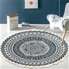Duories Tappeto rotondo in cotone bohémien, lavabile, tessuto a mano, con nappe, per camera da letto, corridoio, soggiorno e tavolino da caffè, lavabile in lavatrice, 100 cm, fiori #1
