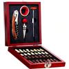 Kilimazart Cavatappi professionale con termometro per vino, tappo per bottiglia e anello salvagoccia e set di scacchi, confezione regalo in legno (Rosso)