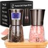 PJCKitchen Set Premium Macinasale e Macinapepe con Supporto in Bambù - 142 g, Acciaio Inossidabile Nero Bronzo - Macina Manuale Ricaricabile e Regolabile - di PJC-Kitchen