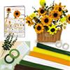 Morcheiong Set di 480 detergenti per pipa, girasole gialle e fiori, per fai da te, serie giallo-verde