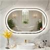 PINNIP Specchio Bagno con Luce, LED Specchio Ovale da Parete, Smart Mirror, Antifog, Dimmerabile 3 Colori, Vetro Temperato HD, Orizzontale/Verticale (Ovale, 100 x 60 cm)