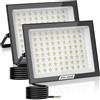Hondony 2 pezzi Proiettore LED Esterno 200W IP66 6500K Bianco Freddo Faretto Esterno Potente Per Magazzino Giardino Garage Terrazza Parcheggio