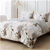 Tokokimo Set copripiumino e federe matrimoniale, bianco-tradizionale con stampa di girasoli (1 copripiumino, 2 federe), set biancheria da letto 200x200 cm, marrone girasole