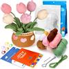 CestMall Kit per Uncinetto per Principianti, 6 Pezzi Kit per Lavorazione Maglia Fiore per Avviamento all'Uncinetto per Piante Vaso con Pennarello Punto Filato Artigianato Fai-da-Te con Tutorial Video