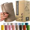 MeriWoolArt Corda Macramè Sabbia Scuro 3mm 200m - Fil di Cotone Colorato - Spago Macrame di Corda Singola - Filato Morbido Macramè Cotone Riciclato Oeko-Tex - Macramè Arredamento per Casa Boho