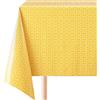 KP HOME Giallo Tovaglia Plastificata Quadrata 140x140 cm - Design Soleggiato Tovaglia PVC con Stampa Floreale Biachi Retrò, Impermeabile e Facile da Pulire, Finitura Liscia para Interno ed Esterno