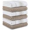BOSKIMO Strofinacci da cucina in cotone premium, confezione da 6 panni da cucina in microfibra e spugna, strofinacci da cucina in cotone assorbenti, panni per la pulizia del palmo beige