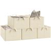 WOLTU Set di 5 Scatole Portaoggetti Pieghevoli, Scatole Portaoggetti Pieghevoli in Tessuto con Manici, per Vestiti e Giocattoli, Crema, 47x28x20 cm