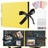 DazSpirit Album Fotografico Scrapbooking, 80 Pagine Nere, Portafoto DIY Giallo Dorato