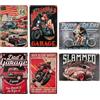 Rongxze Set di 6 targhe in metallo vintage (20 x 30 cm) - Decorazione da parete retrò per garage, officina, bar | Classica arte da parete automobilistica