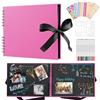DazSpirit Album fotografico per scrapbooking, 80 pagine nere, album fotografico personalizzabile, 28 X 20.5cm, album fotografico fai da te per bambini, con 12 pennarelli metallici, per famiglia, libro dei