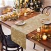 Paoletti Gold Stag Runner Da Tavolo - Lavabile Floreale Festiva Frutta Asciugatura Rapida Decorazione Da Tavolo (Oro - 230x35cm)