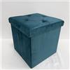 GALILEO Pouf contenitore multiuso, struttura in mdf, rivestimento effetto velluto ottanio 38x38xh.38 cm, Sibilla