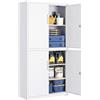 SONGMICS Armadietto Garage a 5 Ripiani con 4 Ante, Armadio Ufficio, 40 x 80 x 180 cm, 2 Serrature, Ripiani Regolabili, Armadio Metallo, Bianco Opaco OMC016WG01