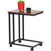 FurnitureR Tavolino a forma di C, design industriale, struttura in legno e metallo, soggiorno e camera da letto, portatile e poco ingombrante, ruote per una facile mobilità, 50 x 35 x 60 cm