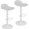 Baroni Home Set 2 Sgabelli Girevoli con Altezza Regolabile, Fondo Antigraffio e Poggia Piedi, Per Cucina, Ristorante e Bar, Leggero e Montaggio Facile, 40x40x64-86 cm, Bianco