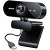 Pretify Webcam Full HD 1080P/30fps USB A Webcam con microfono, correzione automatica della luce