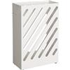 SONGMICS Porta Ombrelli in Metallo, Portaombrelli Rettangolare, Contenitore per Ombrelli con Vaschetta Scolapioggia e Gancetti, Design Traforato, Bianco LUC03WT