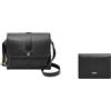 Fossil Donna Kinley Borsa in pelle nera e portafoglio Logan, Set