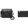 Fossil Donna Kinley Borsa in pelle nera e portafoglio Logan, Set