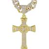 HALUKAKAH Collana Croce Celtica con Diamanti da Uomo,Placcato in Oro 18k,Pendente con Diamanti di Laboratorio Incastonati e 15MM Catena Cubana 50cm,Regalo Religioso per Marito,Figlio,Fidanzato