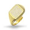 Donipreziosi Anello Chevalier da Mignolo in Argento 925% Regolabile Quadrato Zirconato - Anello con Zirconi Donna e Ragazza (Placato Oro)