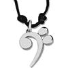 Flores Ciondolo Chiave di Basso in Argento 925 con Cordino - Idea Regalo Musicisti - Pendente Musicale Unisex