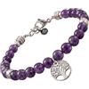 10:10 Bracciale Donna in Ametista Viola Naturale 6mm, Albero della Vita in Acciaio Inox e Zircone, Braccialetto Regolabile, Pietre Dure Cristalloterapia - Made In Italy (Ametista)
