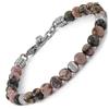 10:10 Bracciale Uomo Donna in Acciaio Inox con Pietra Rodonite Naturale. Stile Minimal, Casual - Regolabile, Resistente, Elegante & Energetico- Made in Italy
