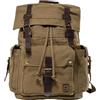 DremFreo Zaino Tela Vintage con Dettagli in Pelle da Viaggio e Scuola Grande Capacità 48x33x18cm Porta Laptop 16 Pollici BG509 (Verde Militare)