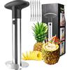 Affettatrice Per Ananas 3 In 1 In Acciaio Inox | Strumento Per Sbucciare, Affettare E Togliere Il Torsolo | Con 4 Forchette Da Frutta - 6