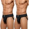 KD Willmax Sospensorio da palestra in cotone biologico, cintura da 7,6 cm, morbido e resistente, Nero Confezione 2, L