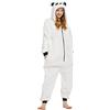Loiahoer Pigiama unisex con orso sherpa, costume per Halloween, cosplay, pigiama natalizio per famiglia e coppie, Bianco, L