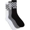 Vans Off The Wall Classic Crew - Confezione da 3 paia di calzini a quadri, taglia 38, colore: Nero, Nero , Taglia unica