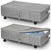 JUPELI 2 cassetti sotto il letto con ruote, 50 l, pieghevole, scatola portaoggetti, cassettiera, cassetti con supporto da pavimento in metallo