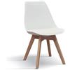 KONTE.DESIGN Set di 4 sedie WYNWOOD in polipropilene vari colori, cuscino ecopelle, gambe in legno di faggio, 47x52x82 cm (Bianco)
