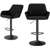ralex-chair Set di 2 sgabelli da bar, regolabili in altezza, in tessuto di velluto, girevoli, sedie da bar, sedie da bar con schienale e braccioli, per bancone e cucina, nero