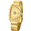 Oidea Orologio da polso da uomo con quadrante triangolare, analogico, al quarzo, color oro, impermeabile, calendario, cinturino rimovibile in acciaio inox, stile casual, da lavoro, Quadrante Triangolo