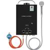 EagerMinds Scaldacqua a gas propano GPL 7L, scaldabagno istantaneo senza serbatoio 14 kw con kit doccia,con maniglia portatile, bruciatore per caldaia per campeggio, camper, casa (nero)