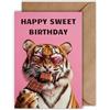 WBdesignz Biglietto di compleanno con busta, biglietto di compleanno Happy Sweet Birthday Tigre con occhiali da sole rosa cioccolato animali biglietto di auguri per compleanno (DIN A6)
