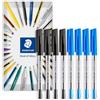 STAEDTLER Stick 430M - Penna a sfera a punta media da 0,5 mm, confezione da 8 pezzi (nero, blu)