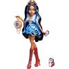 Monster High - Rebecca Steam, bambola con camicetta blu e shorts neri, amico pinguino domestico Captain Penny e 7 accessori alla moda inclusi, occhiali da pilota e borsetta, 4+ anni, JMB81