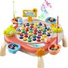Auped Gioco di Pesca Magnetico, comprende 42 Pesci, 10 canne da Pesca, 4 secchi, 7 Scene 3D, Regalo educativo Musicale Montessori, Adatto ai Bambini di 3 Anni (Rosso)