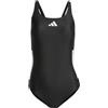 Adidas Donna 3 Stripes C-Back Swimsuit, Black/White, 40