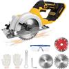 LIROPAU Sega circolare senza fili per batteria Dewalt 20V Max, sega circolare senza spazzole da 5,5 con angolo di taglio 0-45°, 2 lame da 140 mm, profondità e angolo di taglio: 48 mm (90°) - 33 mm (45°), per