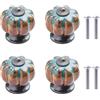 NAKUPENDA Manopole per Mobili in Ceramica 4Pcs Pomelli per Ceramica Zucca Vintage Maniglie per Armadi Manopole in Ceramica per Cassetti dell'armadio da Cucina (Blu)